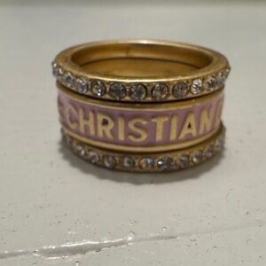 Dior Gold and Pink Ring Set